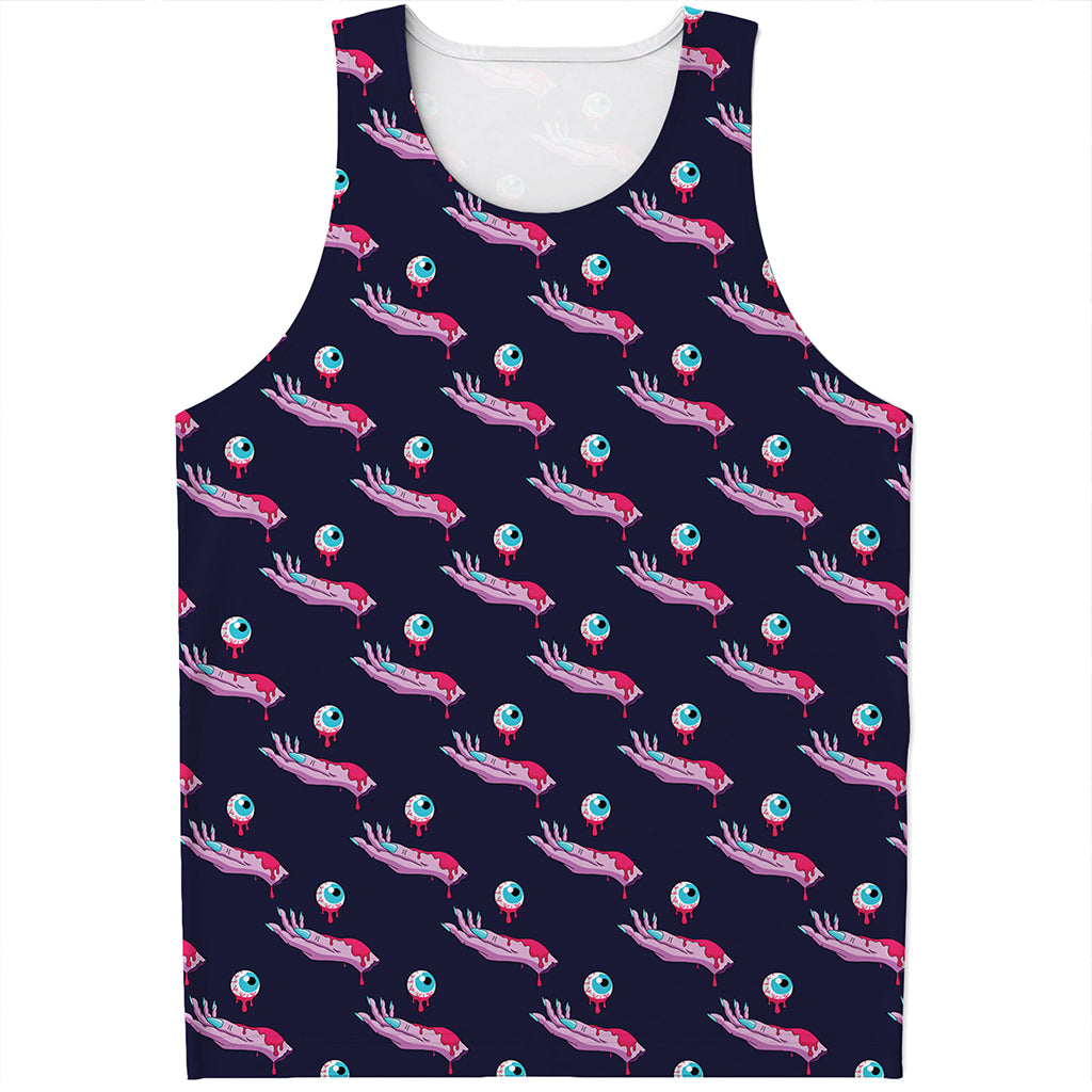 Zombie Eyeball Pattern Print Men's Tank Top