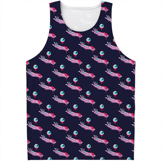 Zombie Eyeball Pattern Print Men's Tank Top
