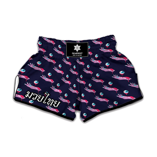 Zombie Eyeball Pattern Print Muay Thai Boxing Shorts