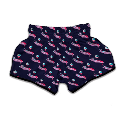 Zombie Eyeball Pattern Print Muay Thai Boxing Shorts