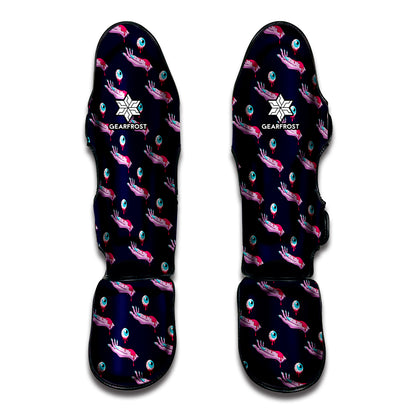 Zombie Eyeball Pattern Print Muay Thai Shin Guard