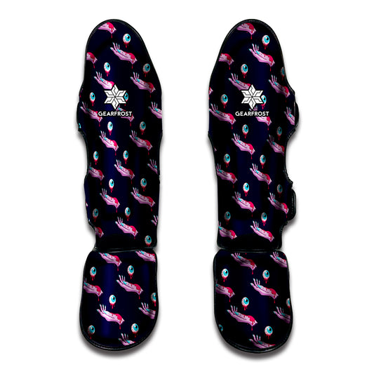 Zombie Eyeball Pattern Print Muay Thai Shin Guard