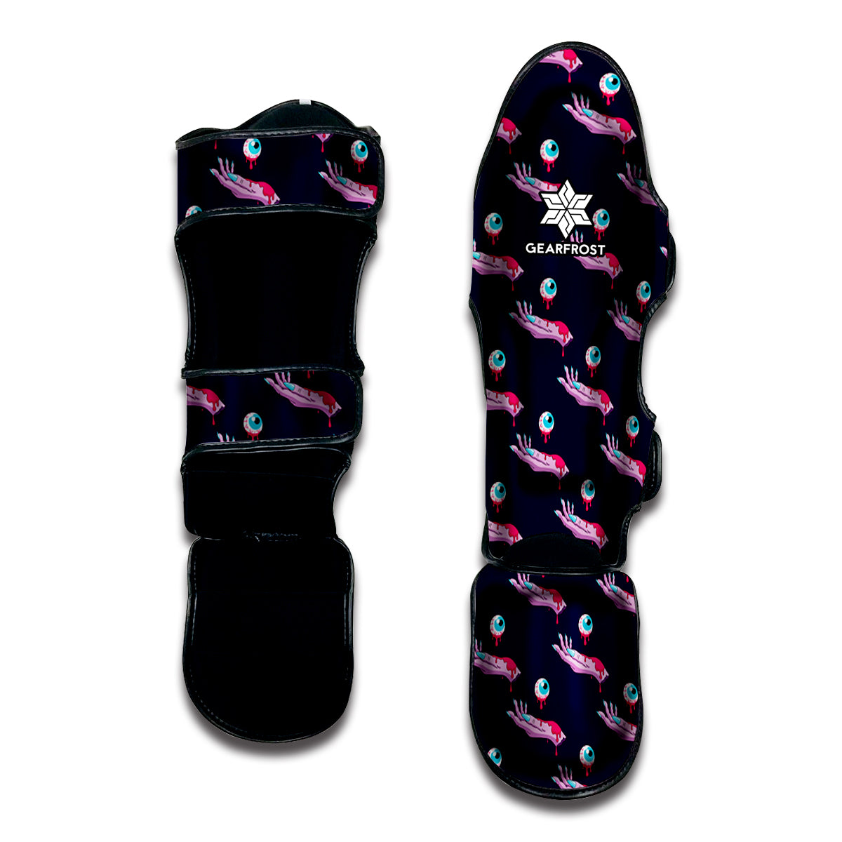 Zombie Eyeball Pattern Print Muay Thai Shin Guard