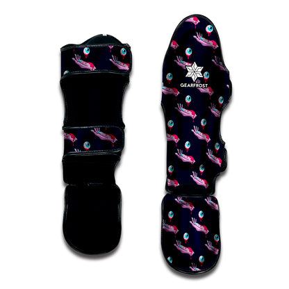 Zombie Eyeball Pattern Print Muay Thai Shin Guard