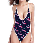 Zombie Eyeball Pattern Print One Piece High Cut Swimsuit