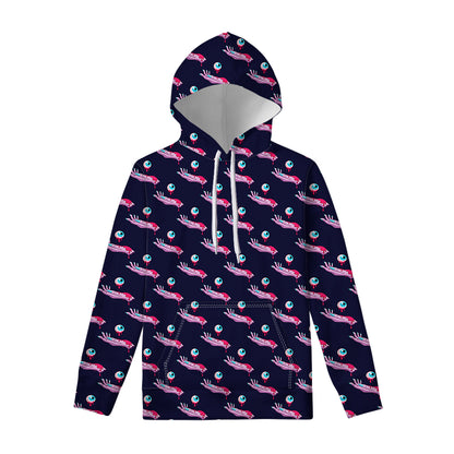 Zombie Eyeball Pattern Print Pullover Hoodie