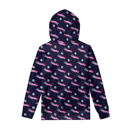 Zombie Eyeball Pattern Print Pullover Hoodie