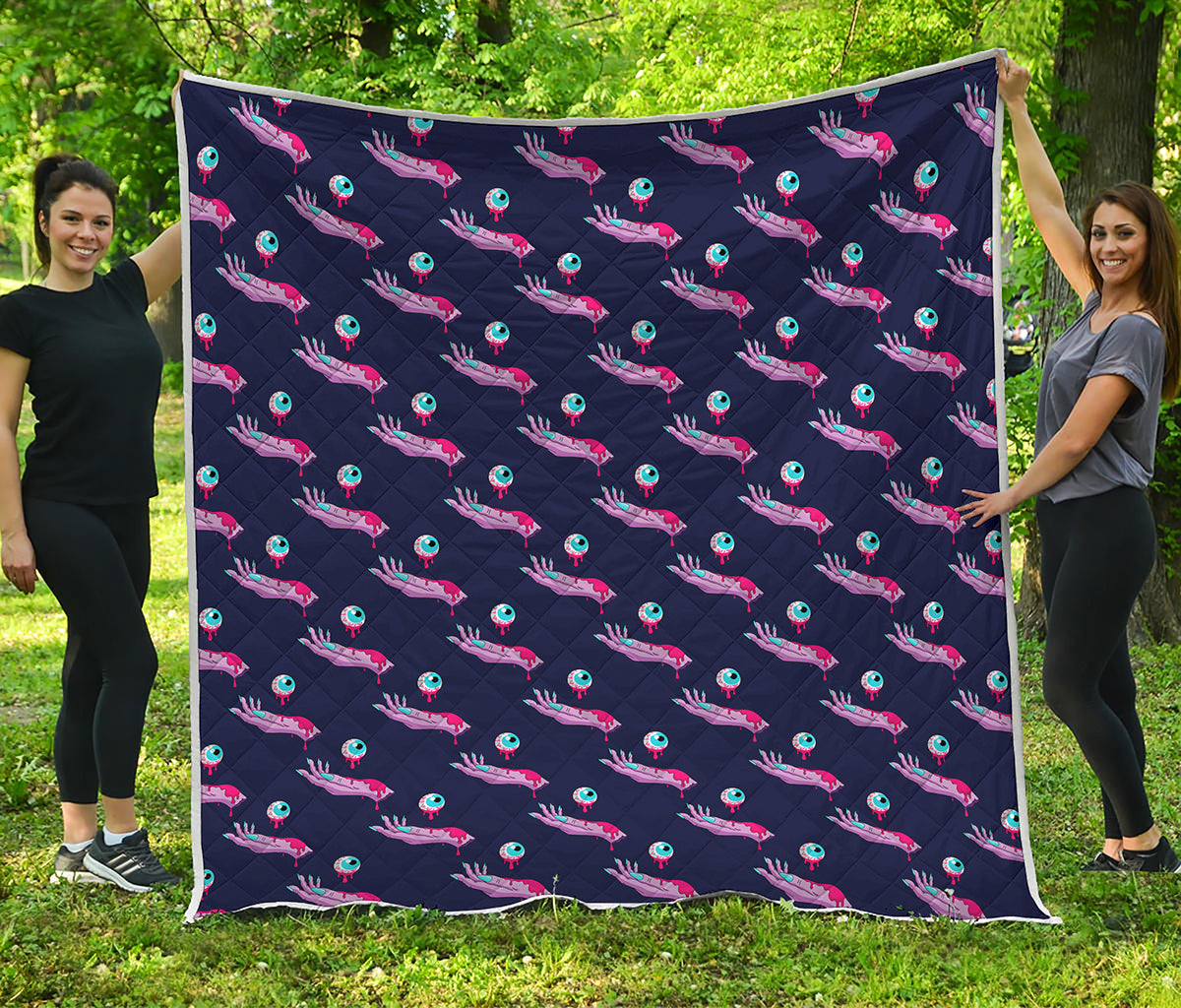 Zombie Eyeball Pattern Print Quilt
