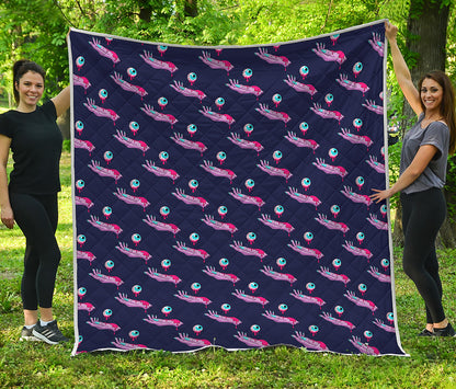 Zombie Eyeball Pattern Print Quilt