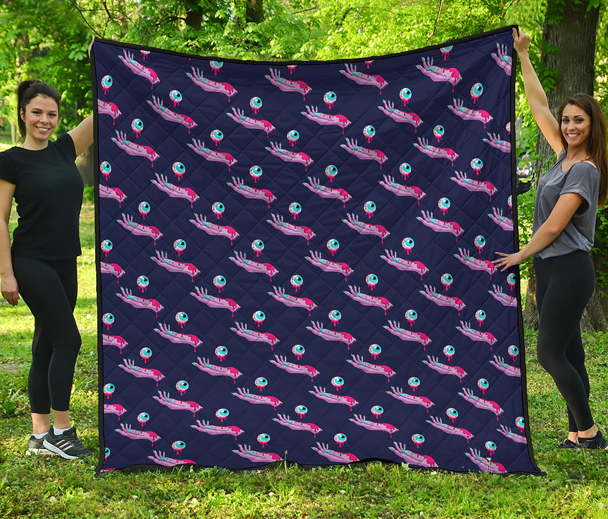 Zombie Eyeball Pattern Print Quilt