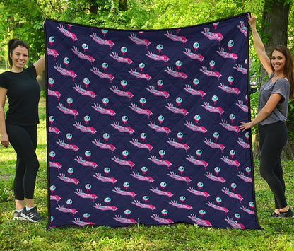 Zombie Eyeball Pattern Print Quilt