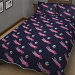 Zombie Eyeball Pattern Print Quilt Bed Set