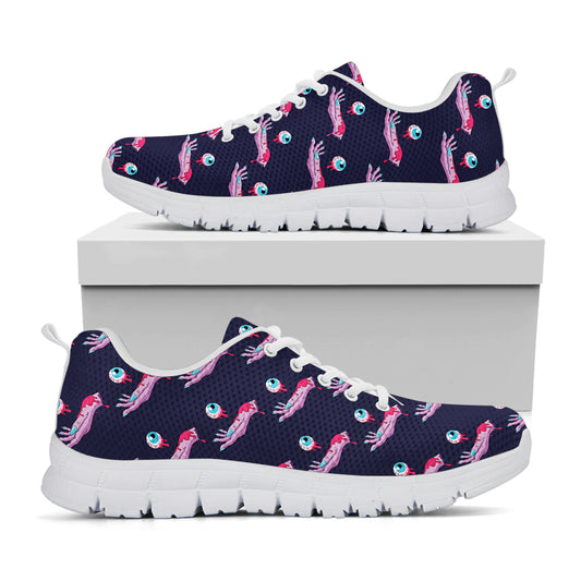 Zombie Eyeball Pattern Print White Sneakers