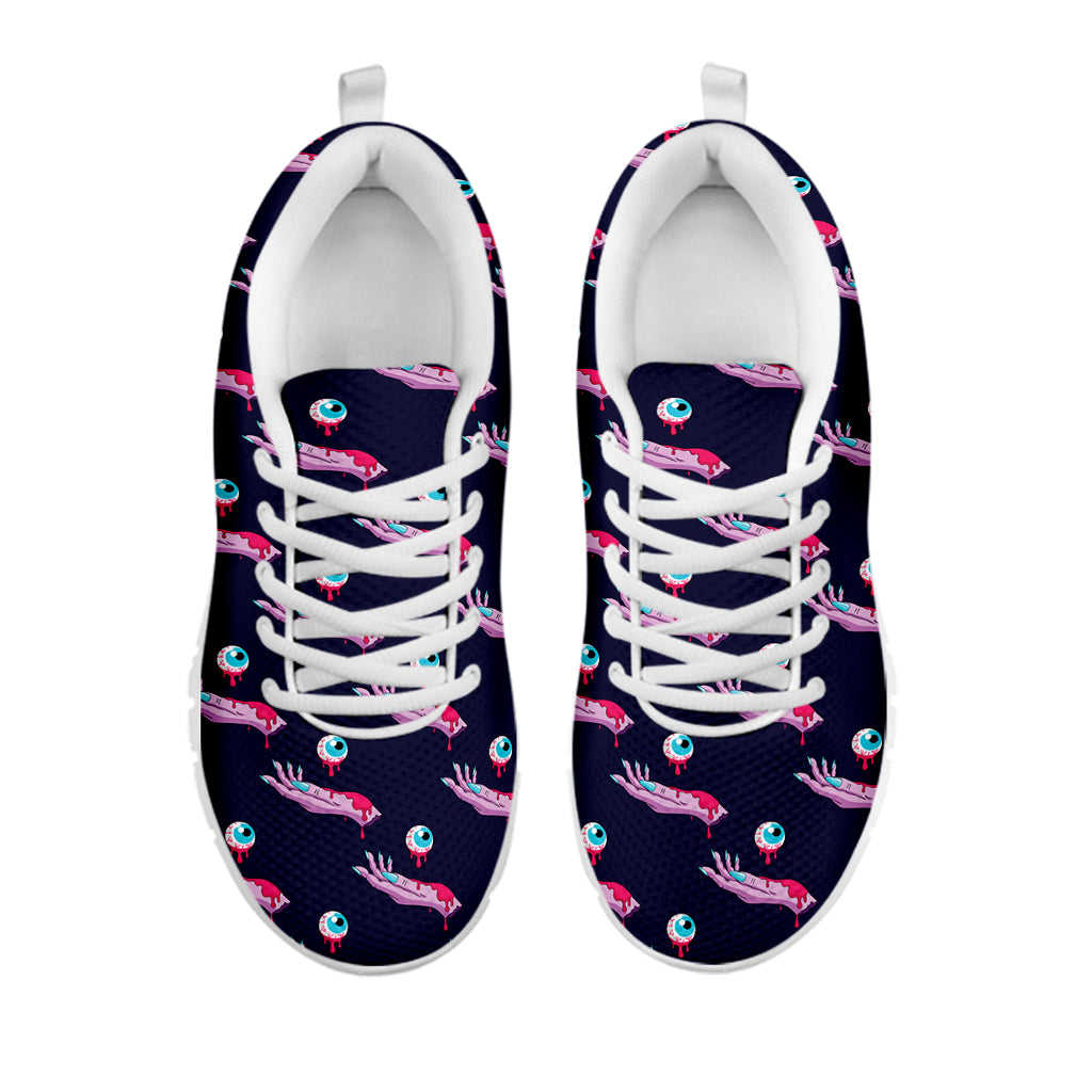 Zombie Eyeball Pattern Print White Sneakers
