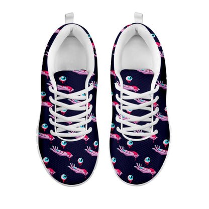 Zombie Eyeball Pattern Print White Sneakers