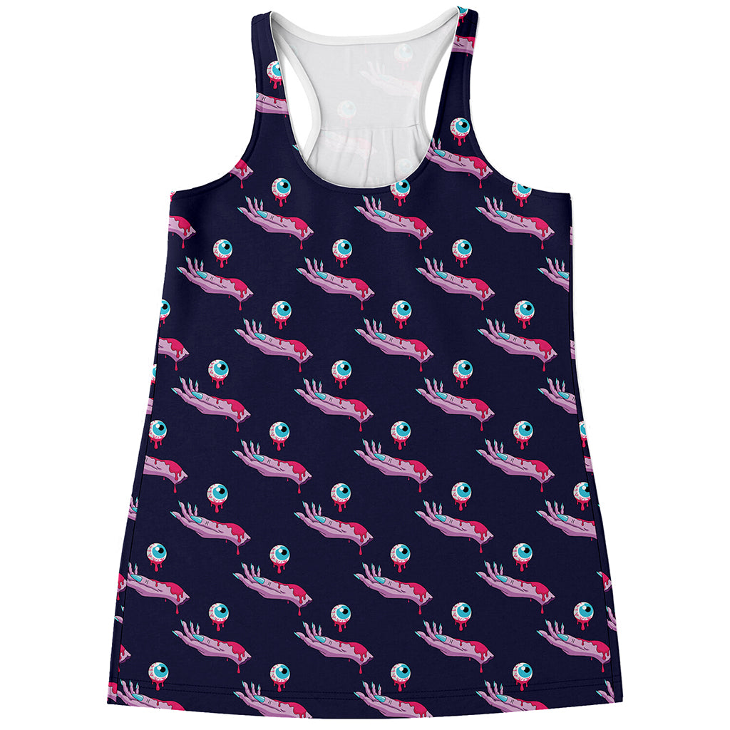 Zombie Eyeball Pattern Print Women's Racerback Tank Top
