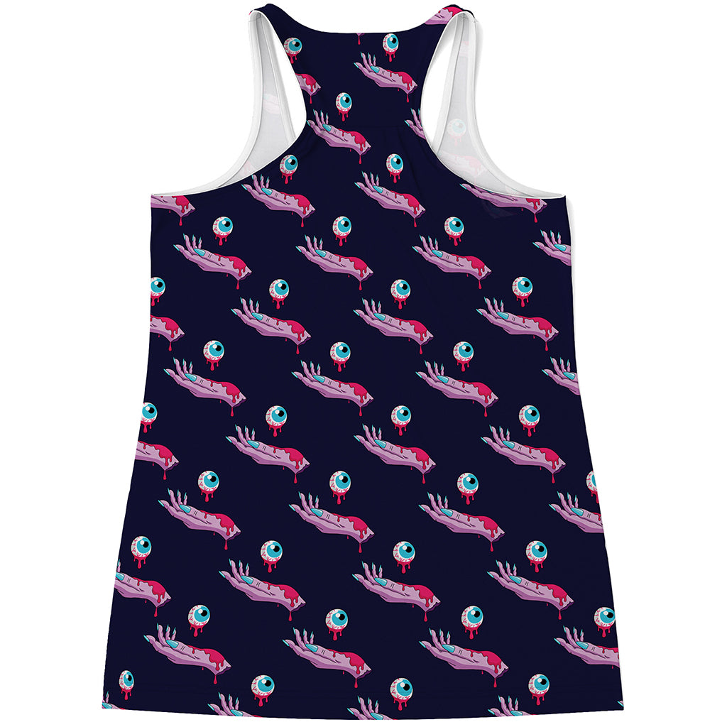 Zombie Eyeball Pattern Print Women's Racerback Tank Top