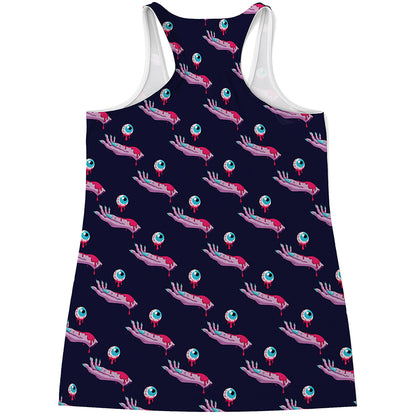 Zombie Eyeball Pattern Print Women's Racerback Tank Top