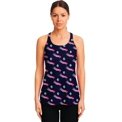 Zombie Eyeball Pattern Print Women's Racerback Tank Top
