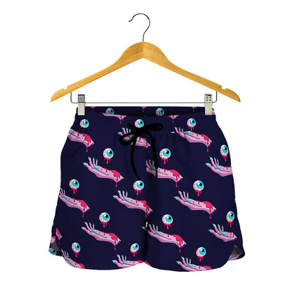 Zombie Eyeball Pattern Print Women's Shorts