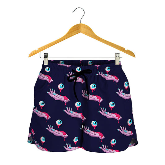 Zombie Eyeball Pattern Print Women's Shorts