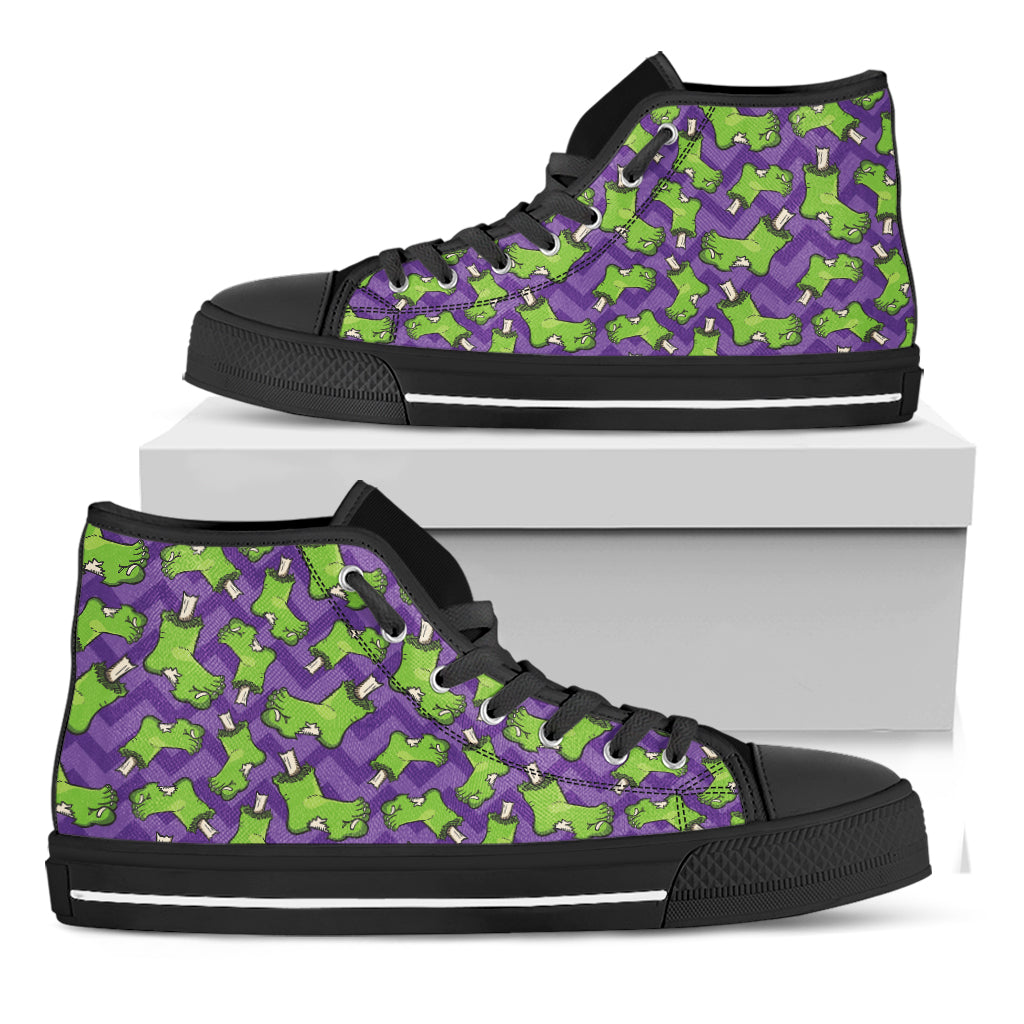 Zombie Foot Pattern Print Black High Top Shoes
