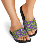 Zombie Foot Pattern Print Black Slide Sandals