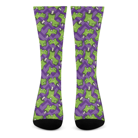 Zombie Foot Pattern Print Crew Socks