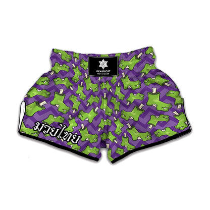 Zombie Foot Pattern Print Muay Thai Boxing Shorts