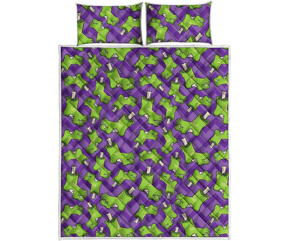 Zombie Foot Pattern Print Quilt Bed Set