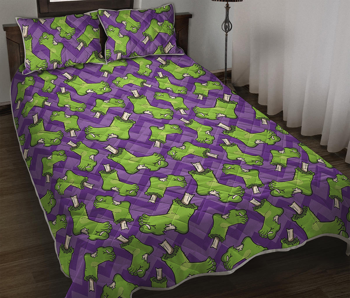 Zombie Foot Pattern Print Quilt Bed Set