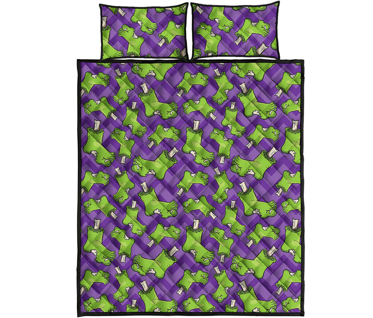 Zombie Foot Pattern Print Quilt Bed Set