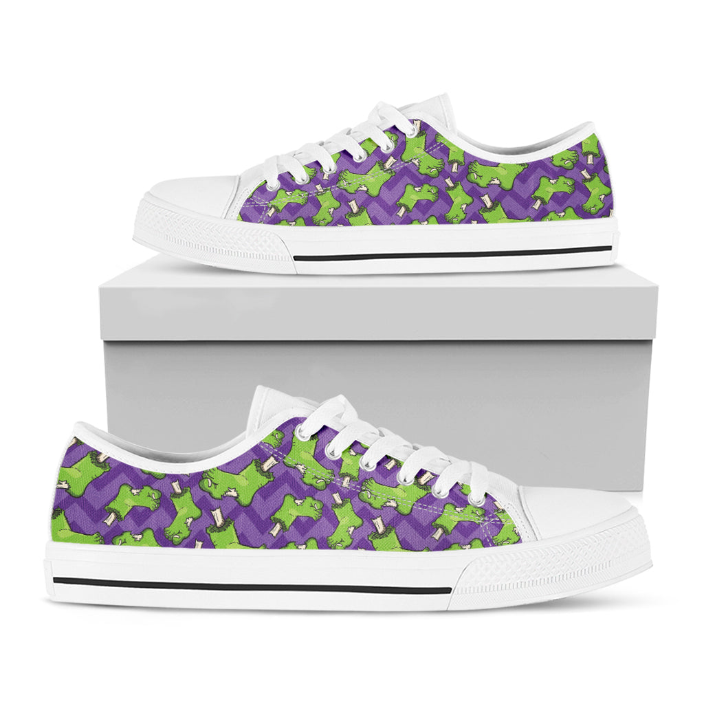 Zombie Foot Pattern Print White Low Top Shoes