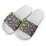 Zombie Foot Pattern Print White Slide Sandals