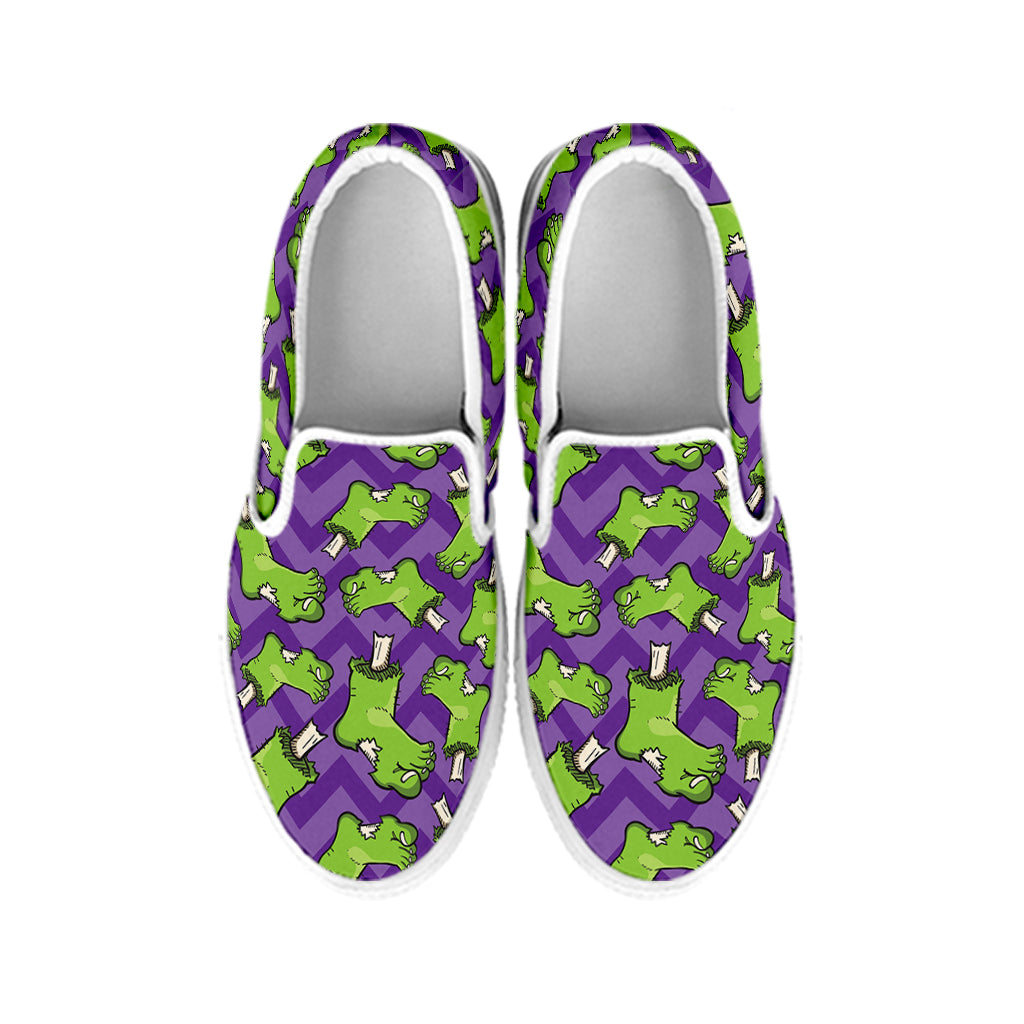 Zombie Foot Pattern Print White Slip On Shoes