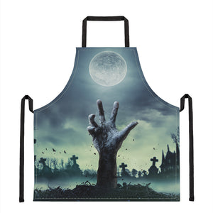 Zombie Hand Rising From Grave Print Apron