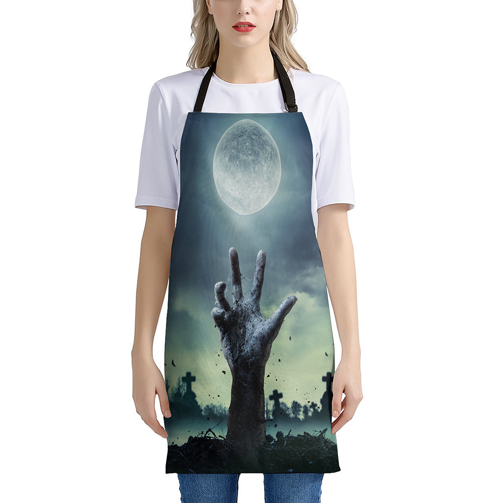 Zombie Hand Rising From Grave Print Apron