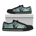 Zombie Hand Rising From Grave Print Black Low Top Sneakers