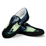 Zombie Hand Rising From Grave Print Black Slip On Shoes