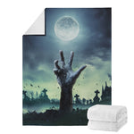 Zombie Hand Rising From Grave Print Blanket
