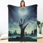 Zombie Hand Rising From Grave Print Blanket