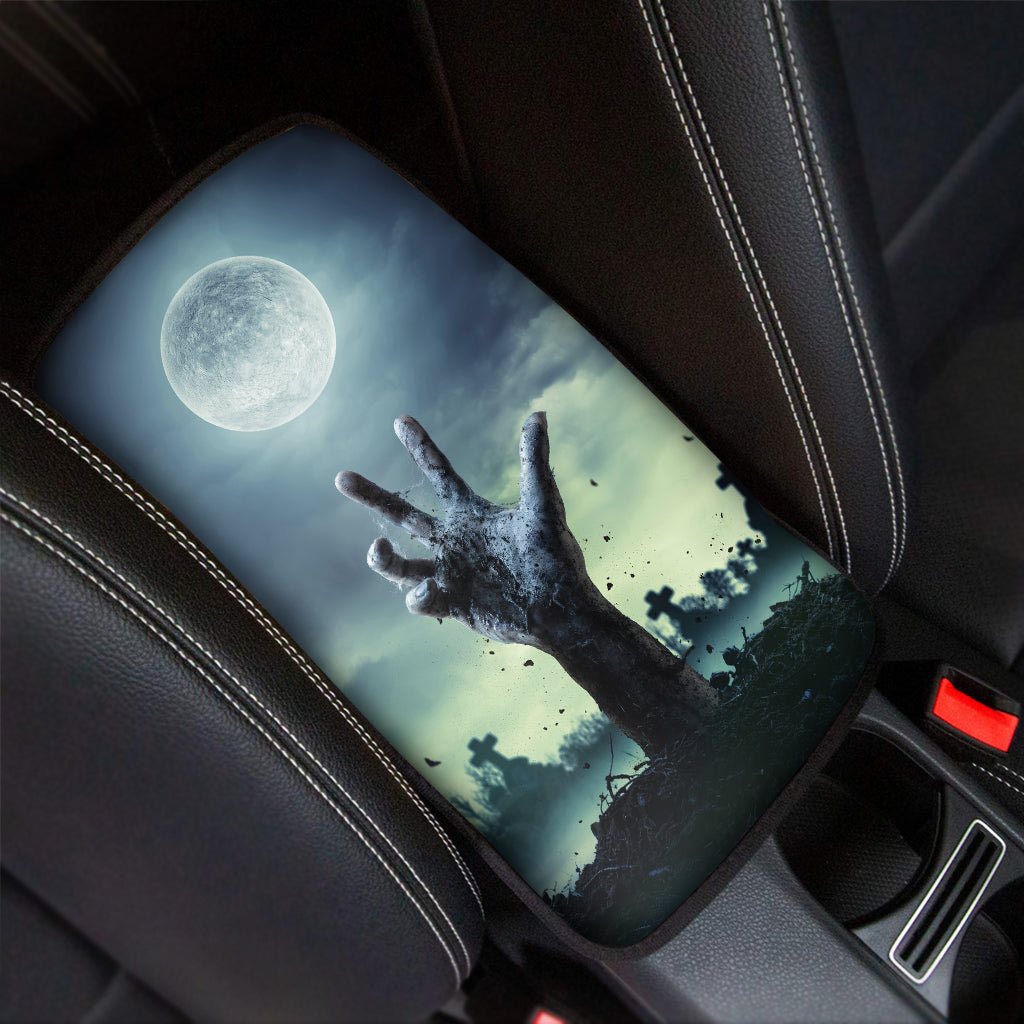 Zombie Hand Rising From Grave Print Car Center Console Cover