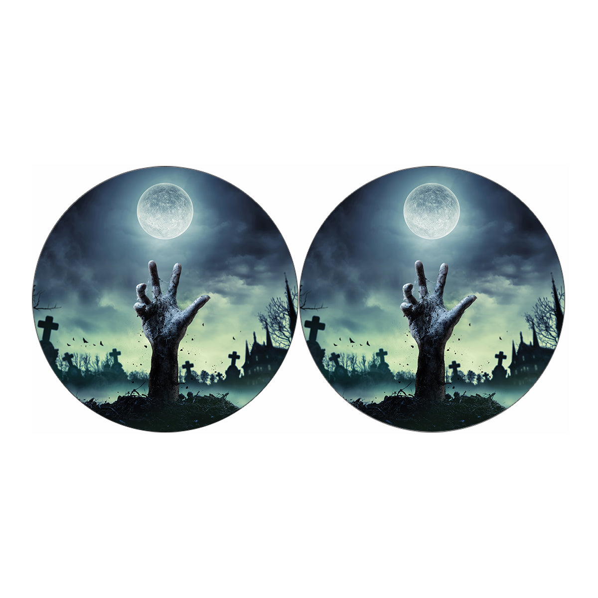 Zombie Hand Rising From Grave Print Car Coasters