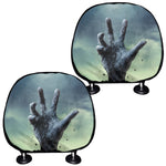 Zombie Hand Rising From Grave Print Car Headrest Covers