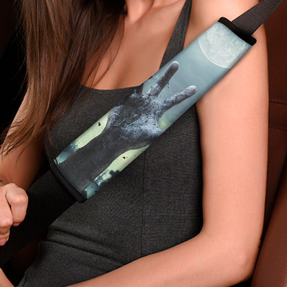 Zombie Hand Rising From Grave Print Car Seat Belt Covers