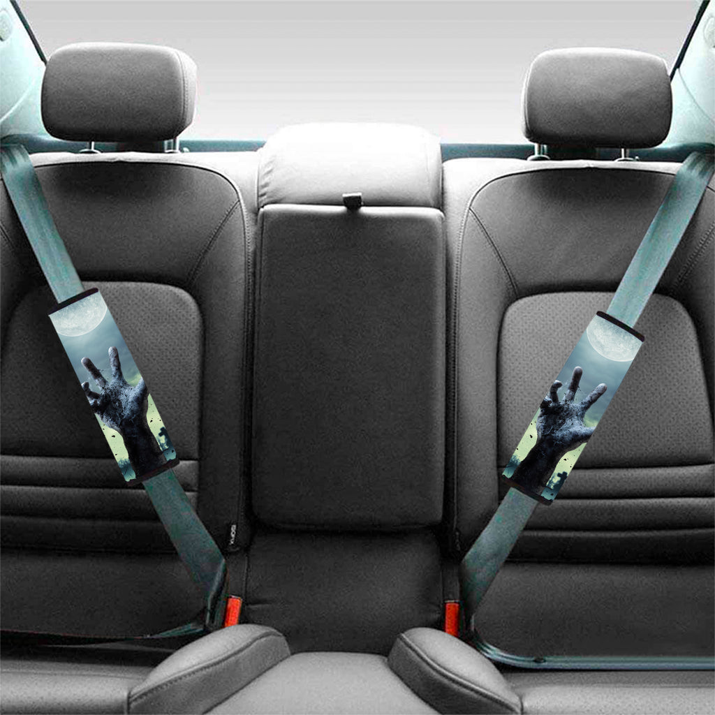 Zombie Hand Rising From Grave Print Car Seat Belt Covers