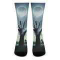 Zombie Hand Rising From Grave Print Crew Socks