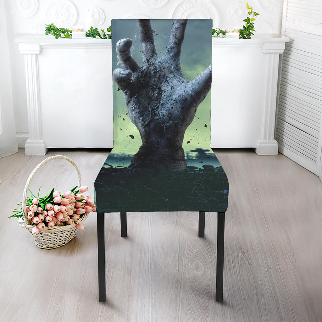 Zombie Hand Rising From Grave Print Dining Chair Slipcover
