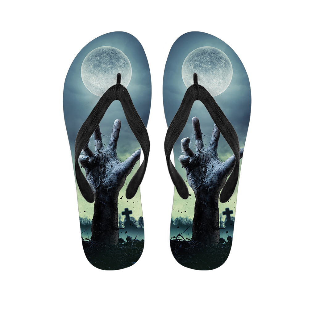 Zombie Hand Rising From Grave Print Flip Flops