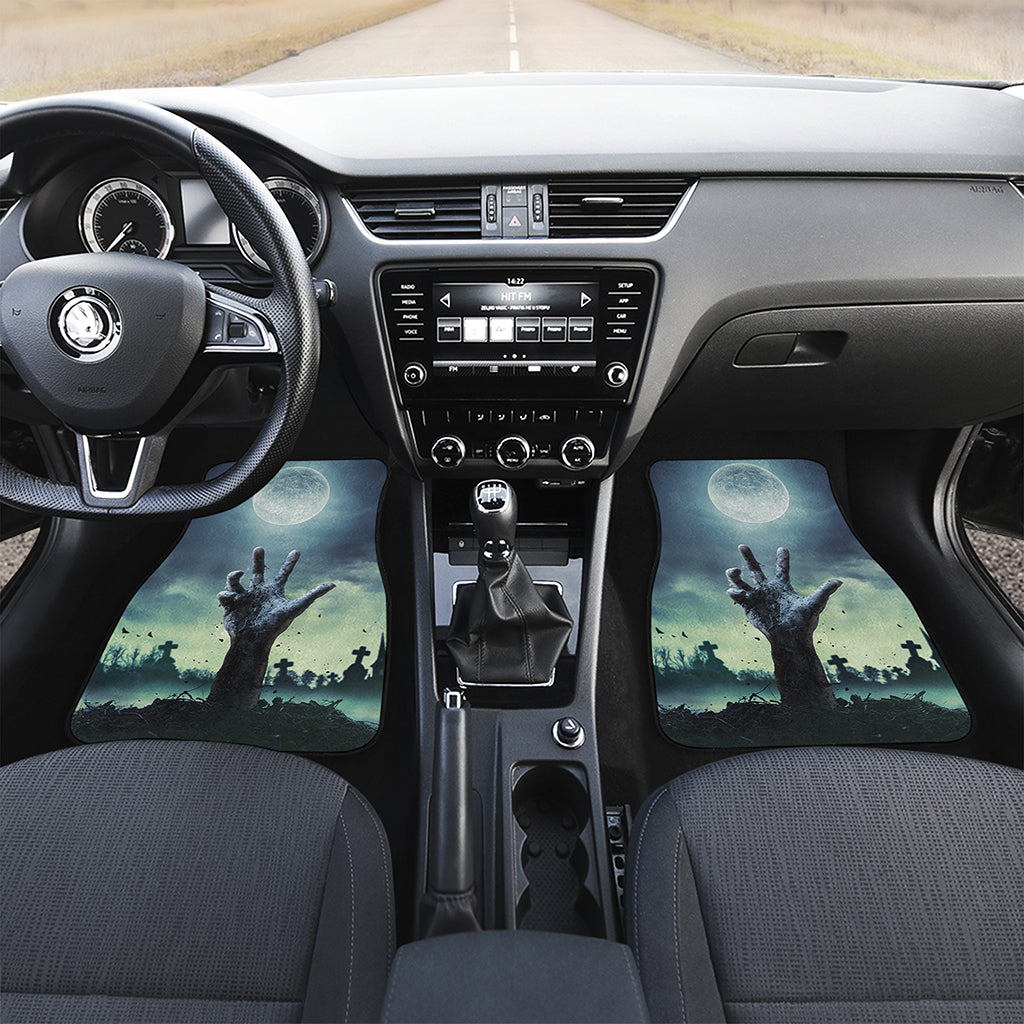 Zombie Hand Rising From Grave Print Front and Back Car Floor Mats